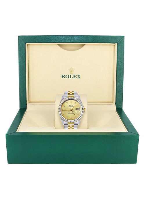 iced out bezel rolex (yellow\gold face face)